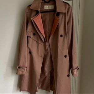 Beige Trench Coat with pink detail